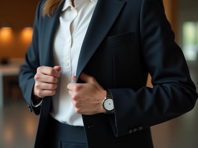 オフィスで働く男性が着用しているアスレジャーウェアのディテール