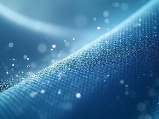 Dune-Dry™生地の拡大写真と空気の流れを示す光り輝くグラフィック