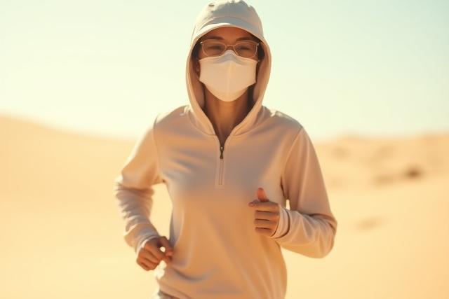 フェイスマスク付きの軽量フーディー