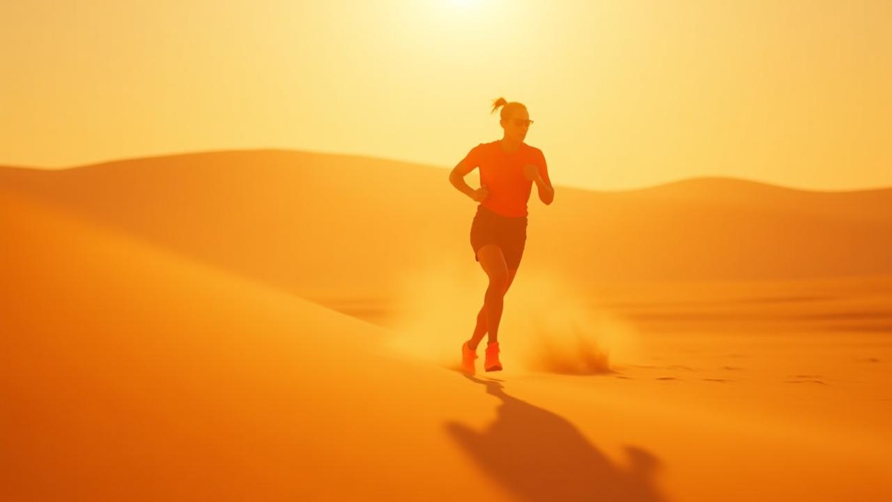 砂丘を駆け抜けるランナーの静止画